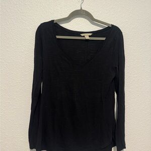 Nordstrom Black Long Sleeve V-Neck Top